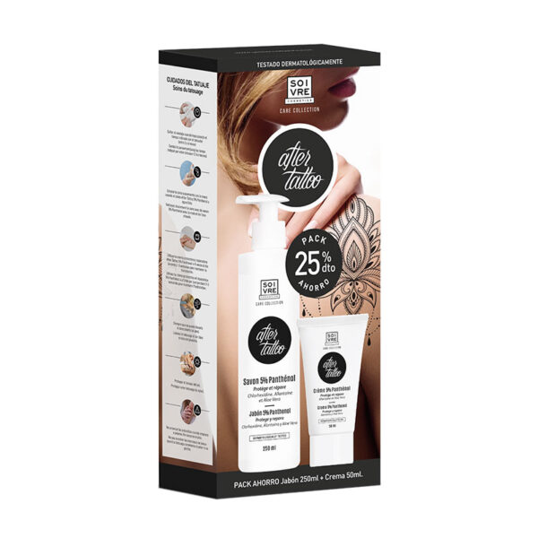 PACK AFTER TATTOO SOIVRE JABON 5% PANTHENOL Y CREMA 50ML